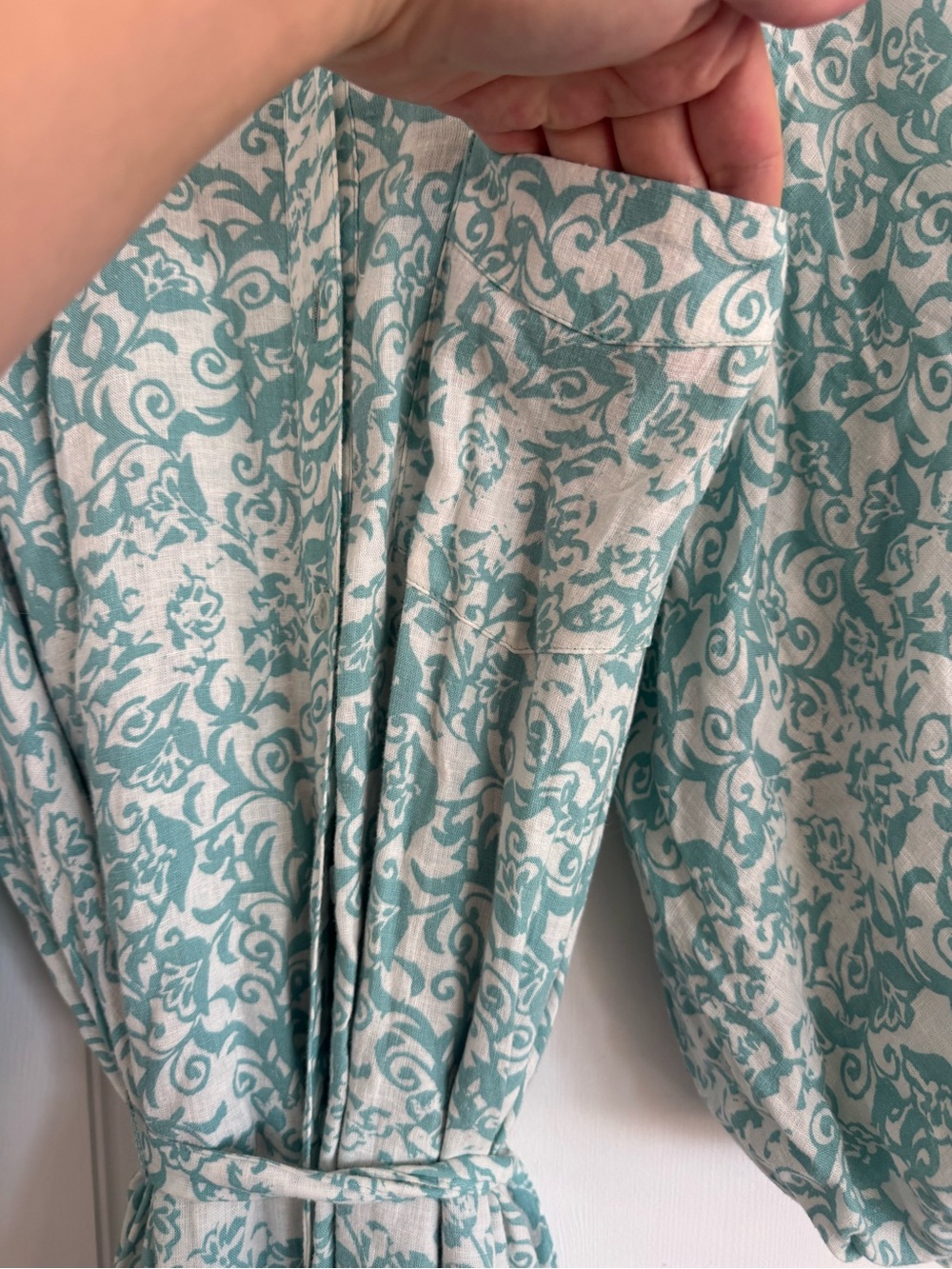 Anthropologie Maeve The Irene Linen Long Shirt Dress Puff Sleeve Tie Waist 2X - Picture 6 of 10
